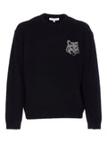 Maison Kitsuné Fox Head Intarsia Sweater — Black