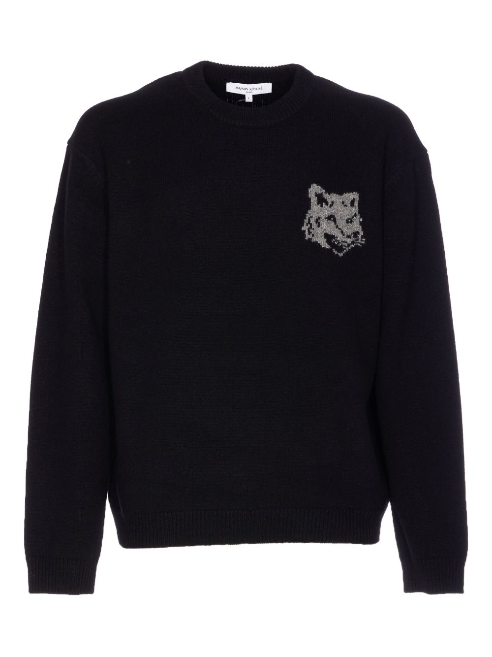 Maison Kitsuné Fox Head Intarsia Sweater — Black