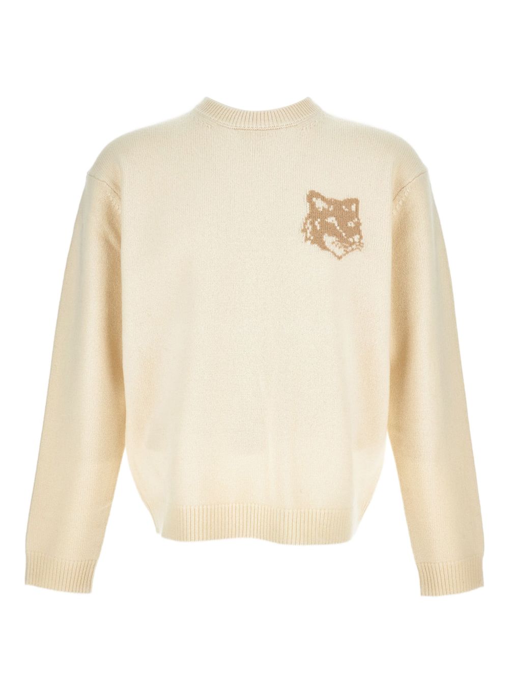 Maison Kitsuné Fox Head Intarsia Sweater — Cream