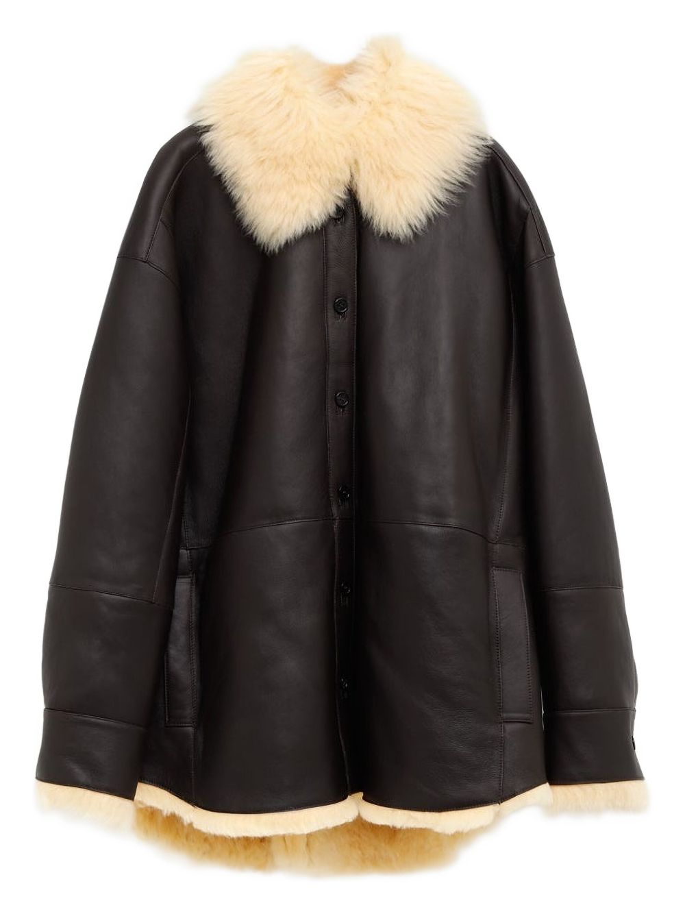 Acne Studios Leather Shearling Coat — Black