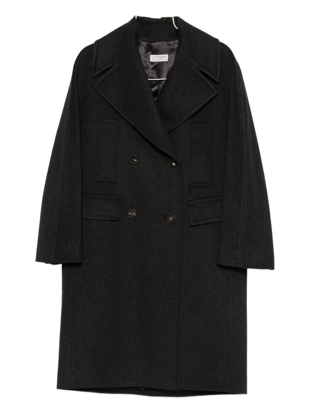 Alberto Biani Wool Double-Breasted Coat — Black