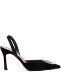 Amina Muaddi Camelia Heel — Black
