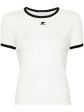Courreges Pre Logo-Embroidered Cotton T-Shirt — White