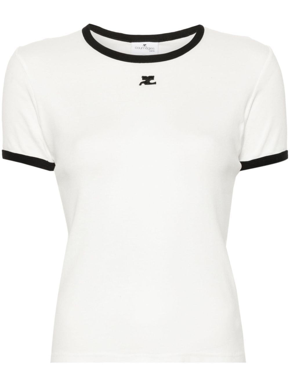 Courreges Pre Logo-Embroidered Cotton T-Shirt — White