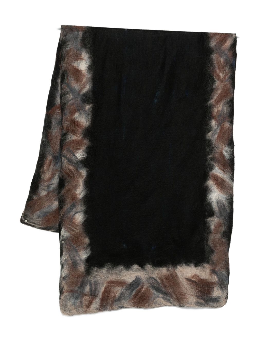 SILVANA MANETTI Cashmere-Silk Blend with Jagged Edges Scarf — Black