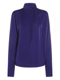 Tom Ford Silk Draped-Neckline Blouse — Clematis Blue