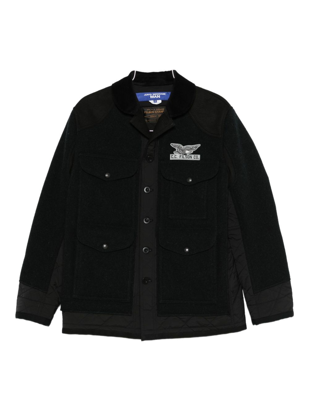 JUNYA WATANABE X FILSON Wool Blend with Quilted Panels Jacket — Black