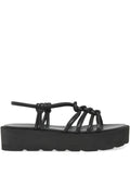 Gianvito Rossi Knotted Leather Platform Sandal — Black