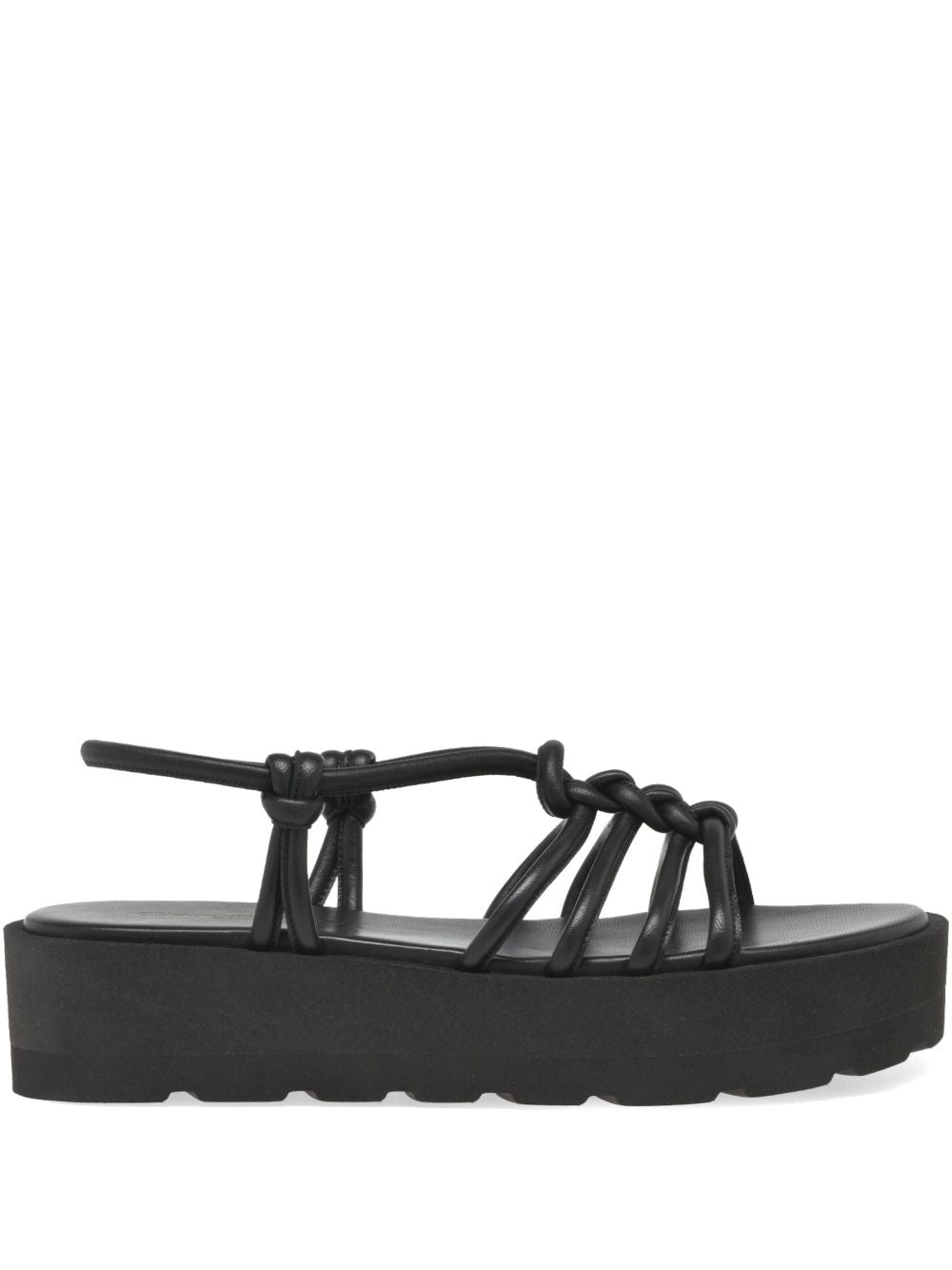 Gianvito Rossi Knotted Leather Platform Sandal — Black