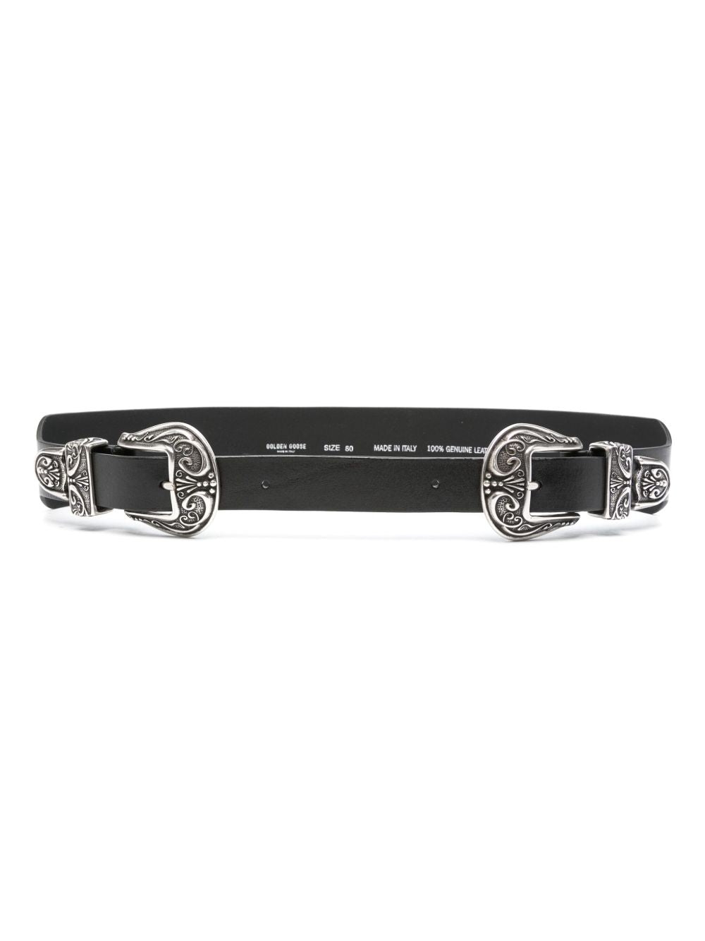 Golden Goose Double Silver Buckle Belt — Black