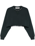 Golden Goose Crystal-Embellished Cropped Cotton Sweatshirt — Black