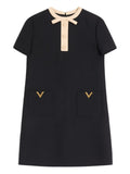 Valentino Bow-Detail Dress — Black