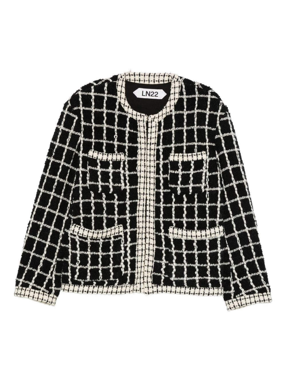 LN22 Checked Wool Jacket — Black