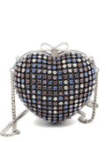 Self-Portrait Multi-Crystal Heart Clutch — Black