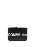 Comme Des Garcons Logo-Print Leather Card Case — Black