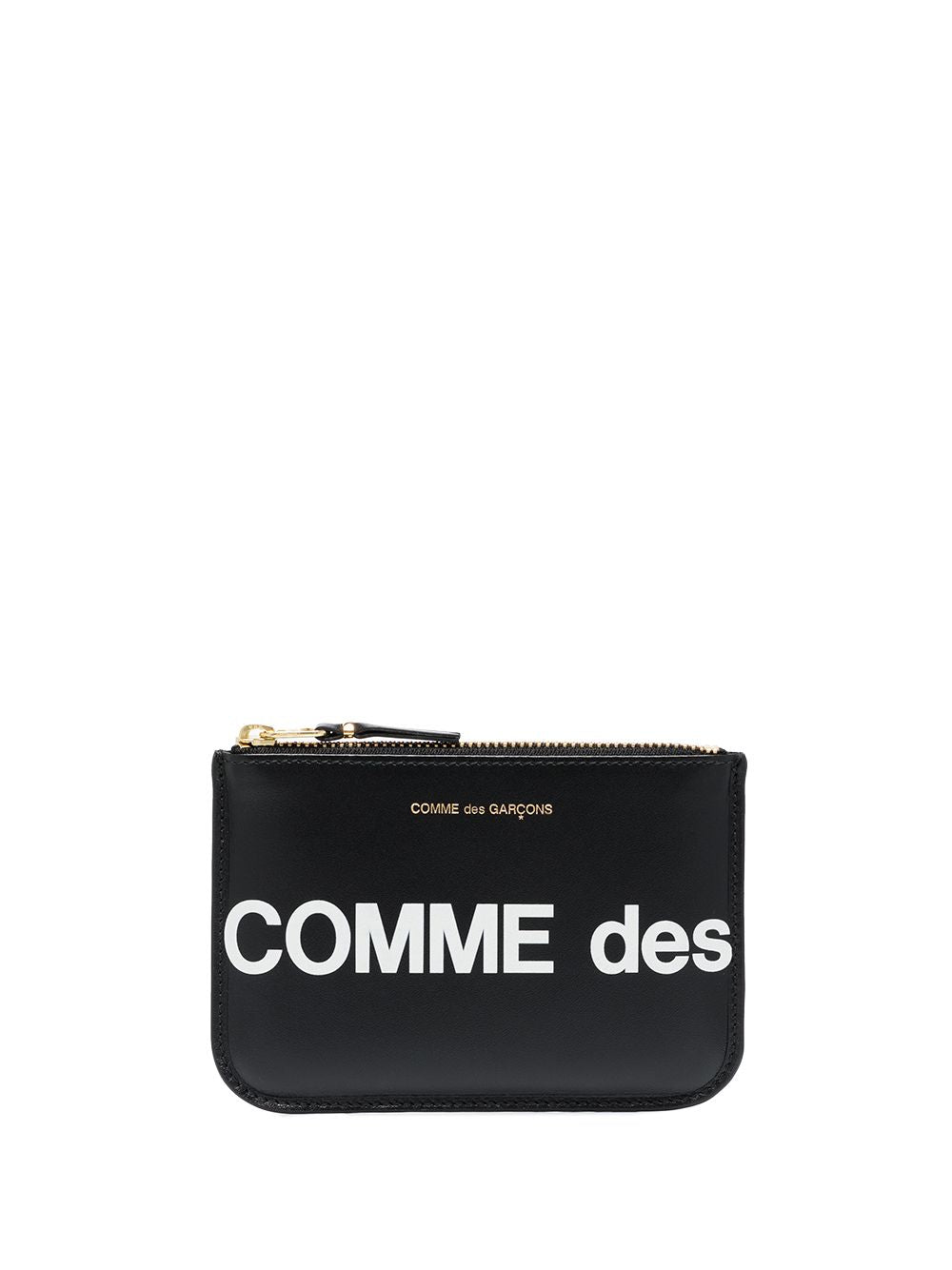 Comme Des Garcons Logo-Print Leather Card Case — Black