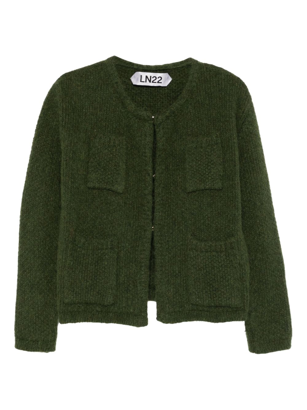 LN22 Knit Button-Front Cardigan — Green