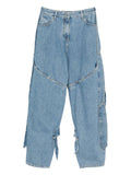 The Attico Tie-Detail Panelled Jeans — Blue