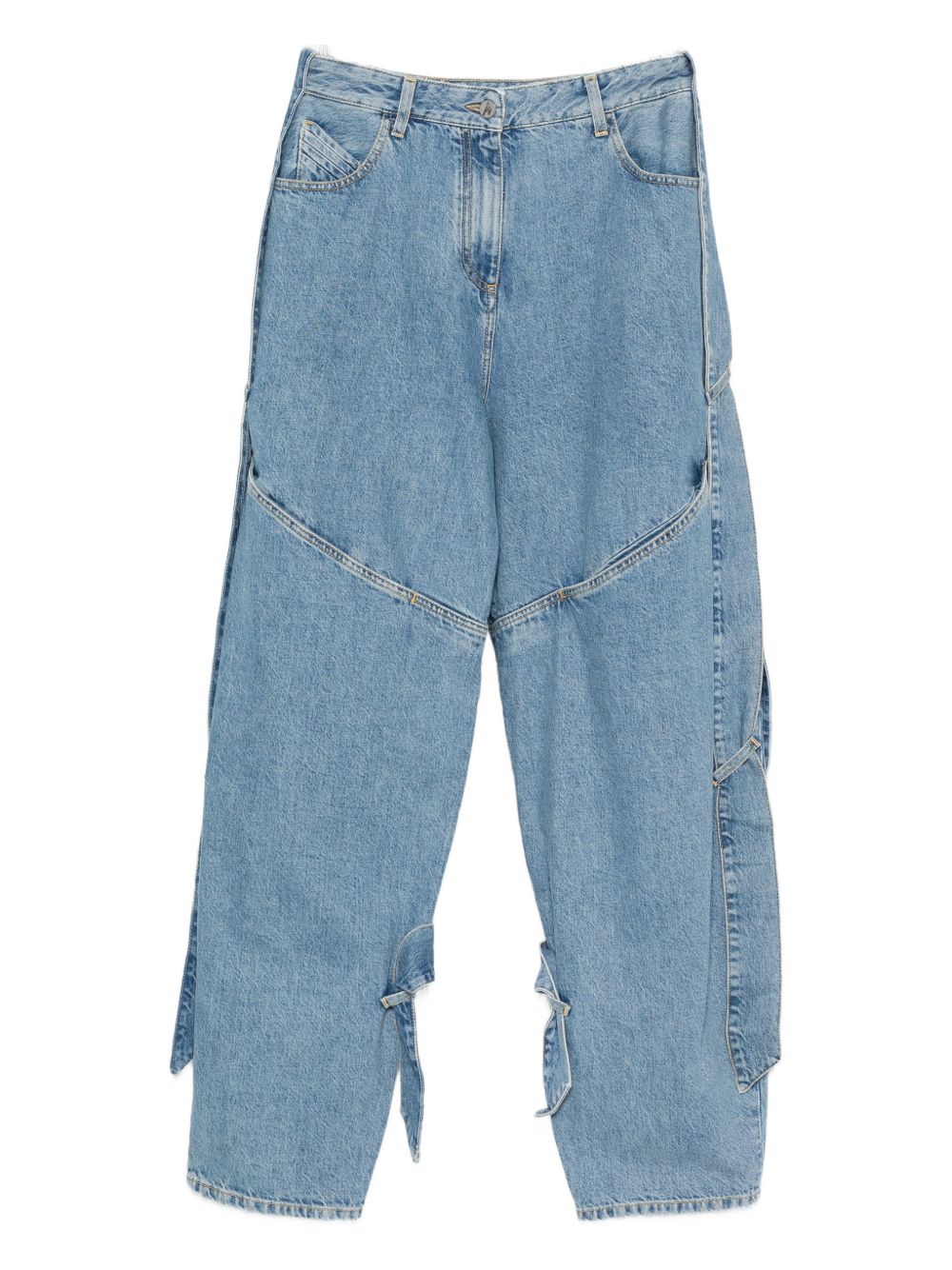 The Attico Tie-Detail Panelled Jeans — Blue