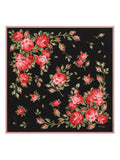 Dolce & Gabbana Roses Bouquet Print Silk Scarf — Black