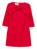 Valentino Bow-Detail Wool Silk Dress — Red