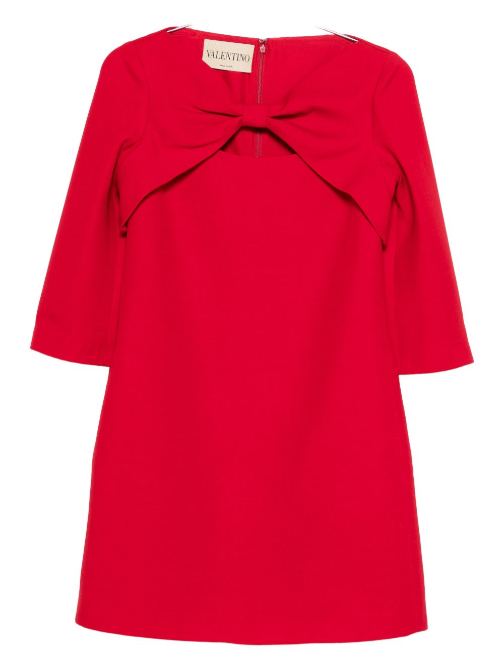 Valentino Bow-Detail Wool Silk Dress — Red