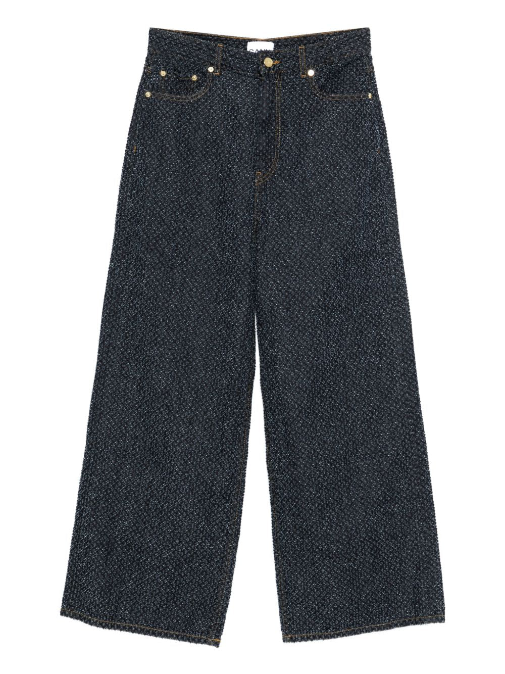 Ganni Textured Denim Jeans — Navy