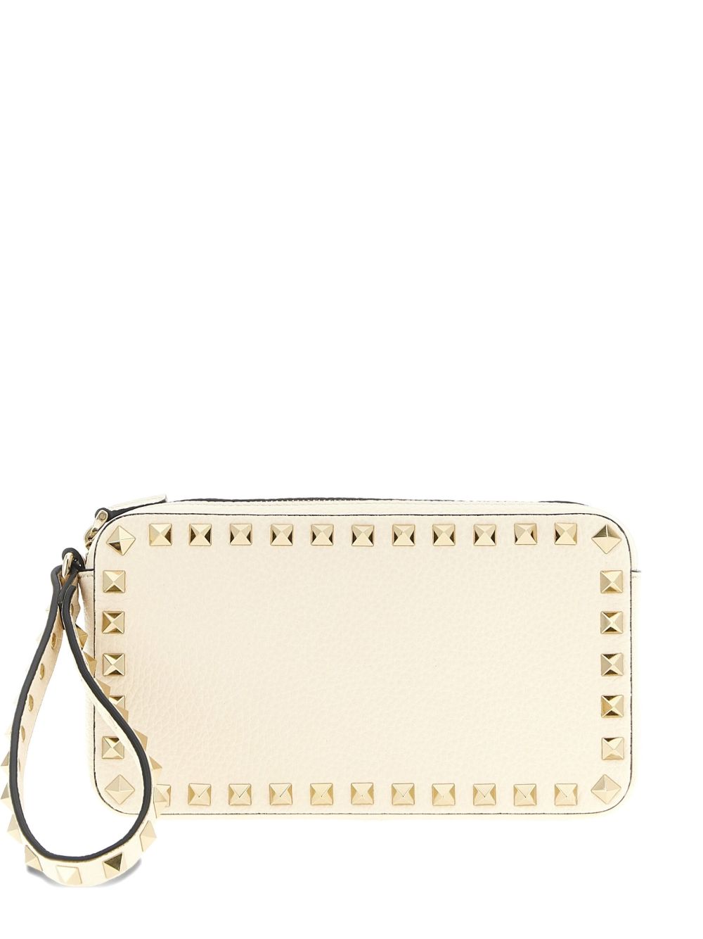 Valentino Garavani Rockstud Clutch — cream