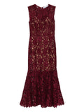 Self-Portrait Lace Dress — Burgundy