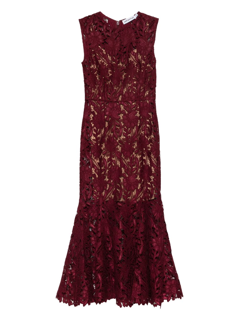 Self-Portrait Lace Dress — Burgundy