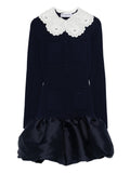Self-Portrait Eyelet Collar Mini Dress — Navy