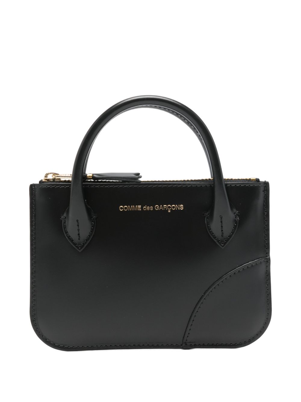 Comme Des Garcons Leather Top-Handle Wallet — Black