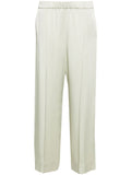 Jil Sander Wide-Leg Satin Trousers — Green