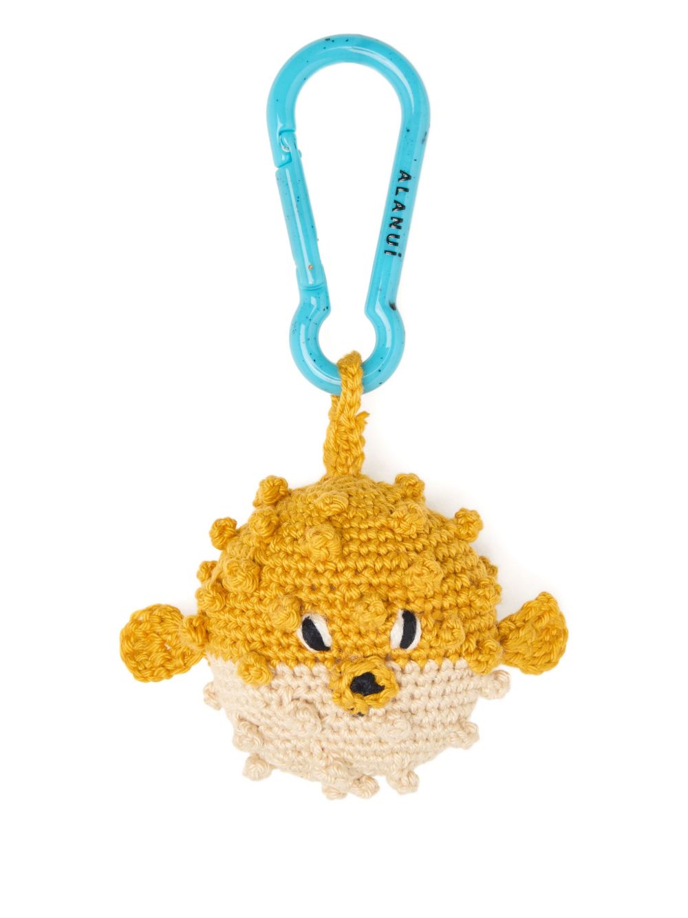 Alanui Handmade Crochet Puffer Fish Key Charm — Yellow