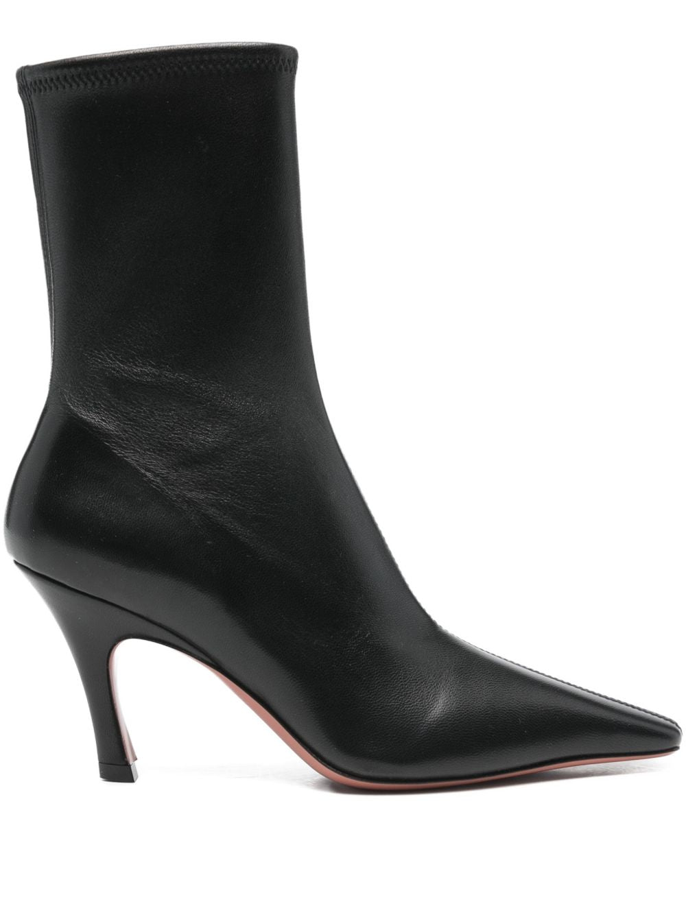 Amina Muaddi Pointed-Toe Stiletto Heel Boot — Black