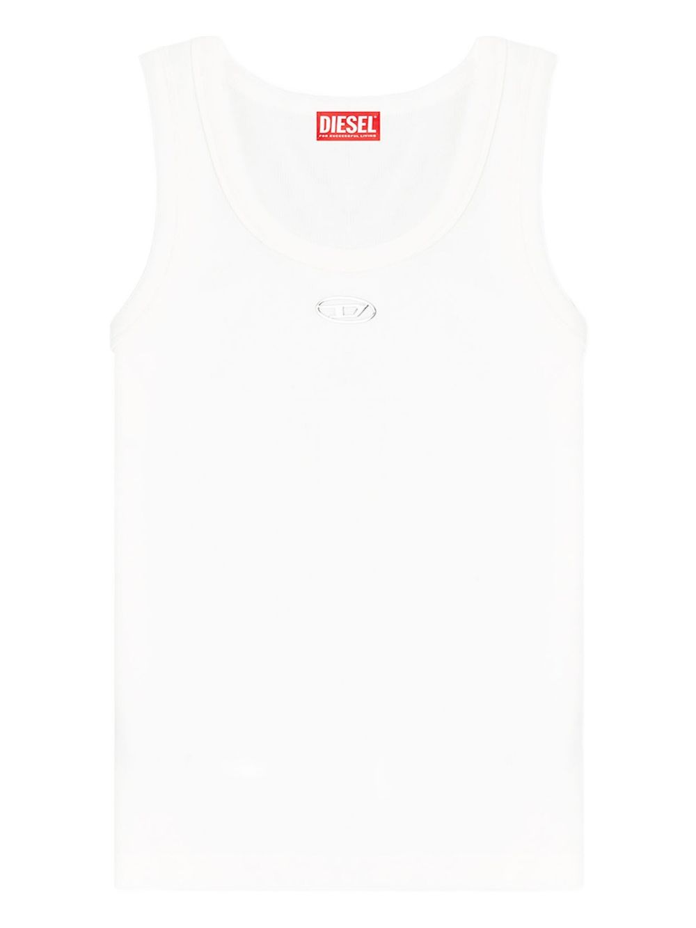 Diesel Logo Cotton Tank Top — White