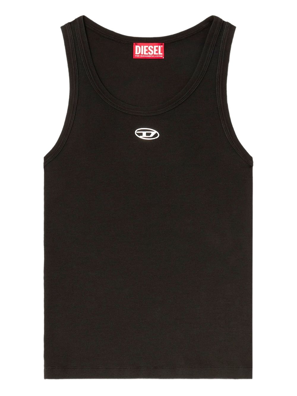 Diesel Logo-Embroidered Cotton Tank Top — Black