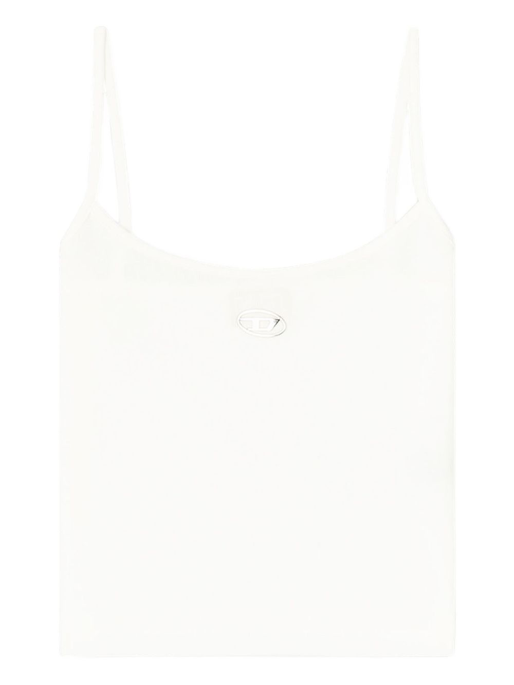 Diesel Ribbed Cotton with Metallic Logo Tank Top — White