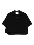 Jil Sander V-Neck Cropped Polo Shirt — Black
