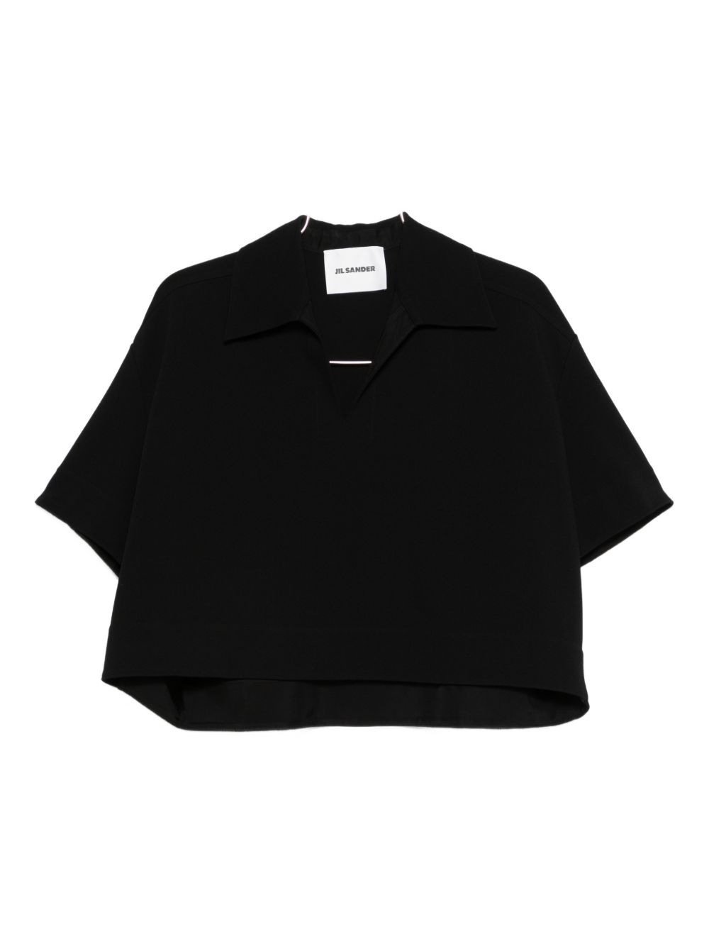 Jil Sander V-Neck Cropped Polo Shirt — Black
