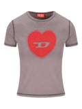 Diesel Heart Logo Print T-Shirt — Grey