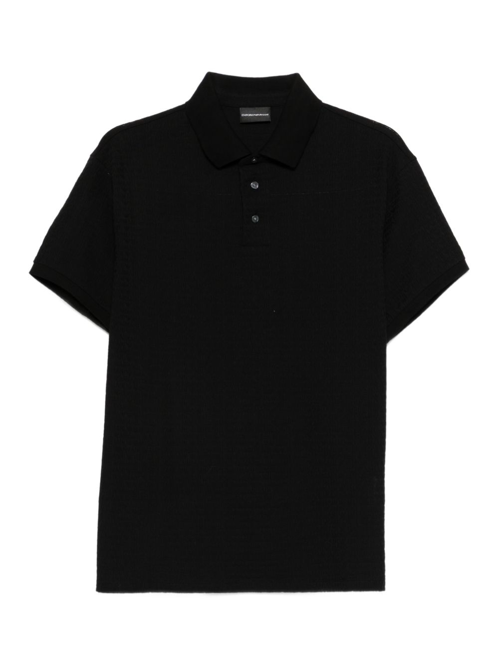 Emporio Armani Logo-Jacquard Cotton Polo Shirt — Black