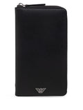 Emporio Armani Saffiano Leather Travel Wallet — Black
