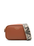 Emporio Armani Logo-Debossed Leather Crossbody Bag — Brown