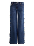 Alice + Olivia Star-Embellished Baggy Jeans — Blue