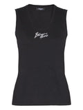 Balmain Logo-Embroidered Tank Top — Black