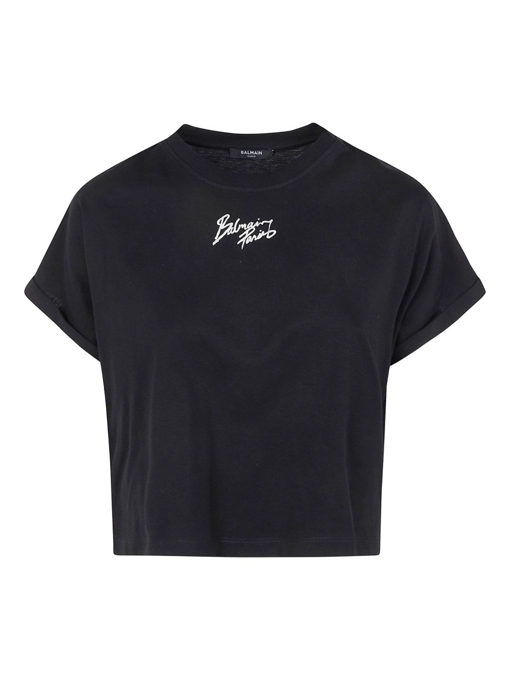 Balmain Logo-Embroidered Cotton T-Shirt — black