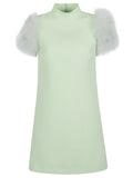 Valentino Feather-Trimmed Wool and Silk Dress — green