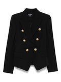 Balmain Gold-Button Double-Breasted Wool Blazer — Black
