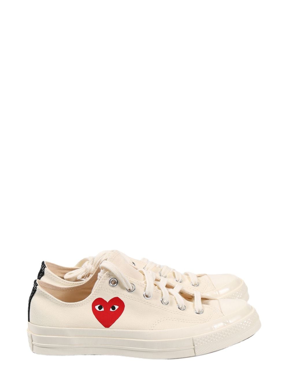 Comme Des Garcons Heart-Embroidered Sneaker — Cream